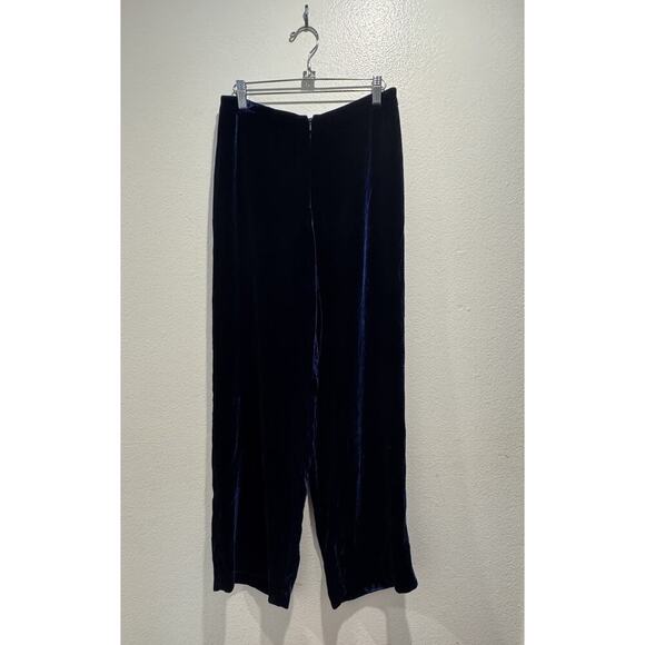 Vintage Merona Y2K Blue Velvet Silk Blend Mid Rise Pants Dark Romantic Glam - Picture 1 of 7